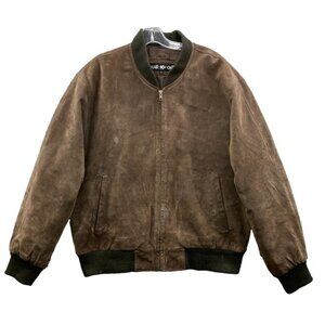 Wear Me Out Suede Bomber Jacket Men Large Brown Grandpa Academia Moto Streetwear